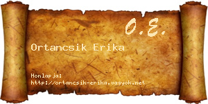 Ortancsik Erika névjegykártya